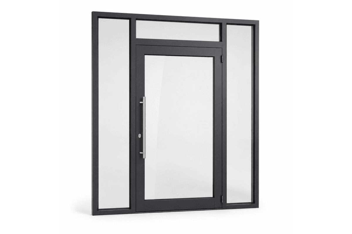 Алюминиевая входная дверь для коммерческих помещений FRAMEX 1150*2300 мм антрацит