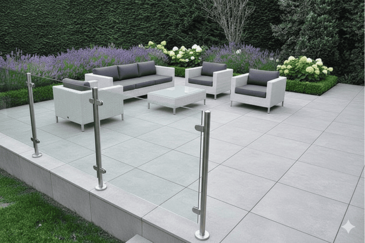 Огородження скляне на з’єднувачах Stable Horizont латунь скло триплекс графіт 1000*2000 мм