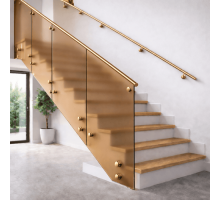 Огородження скляне на точковому кріпленні Underlying Horizont латунь скло триплекс бронза матова 1000*1000 мм