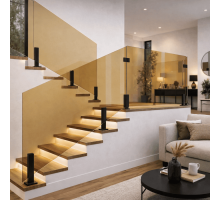 Огородження скляне на підсилених стійках Вackbone Horizont чорне скло загартоване бронза 1000*2000 мм
