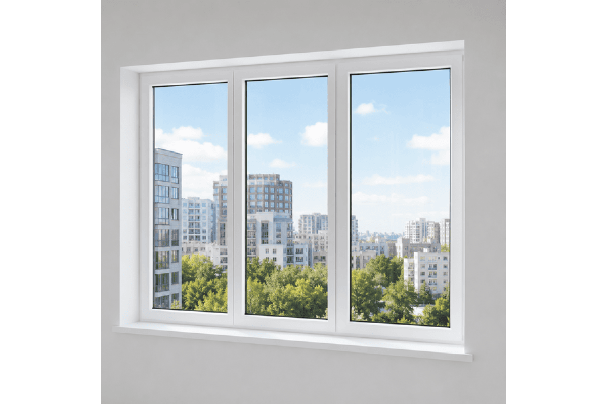 Металопластикове вікно VEKA Softline 82 трьохстулкове з поворотно-відкидною стулкою 2000 x 1300 мм