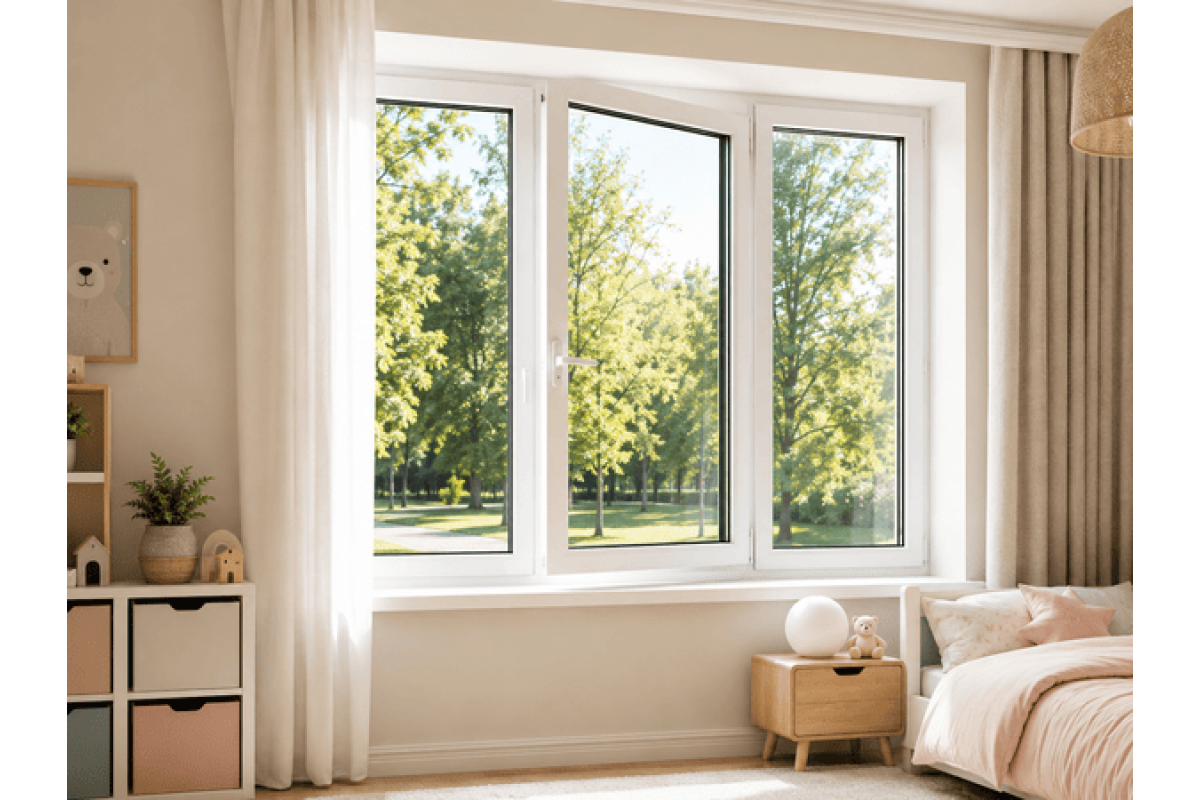 Металлопластиковое окно REHAU EURO 70 трёхстворчатое с поворотно-откидной створкой 1900 x 1200 мм