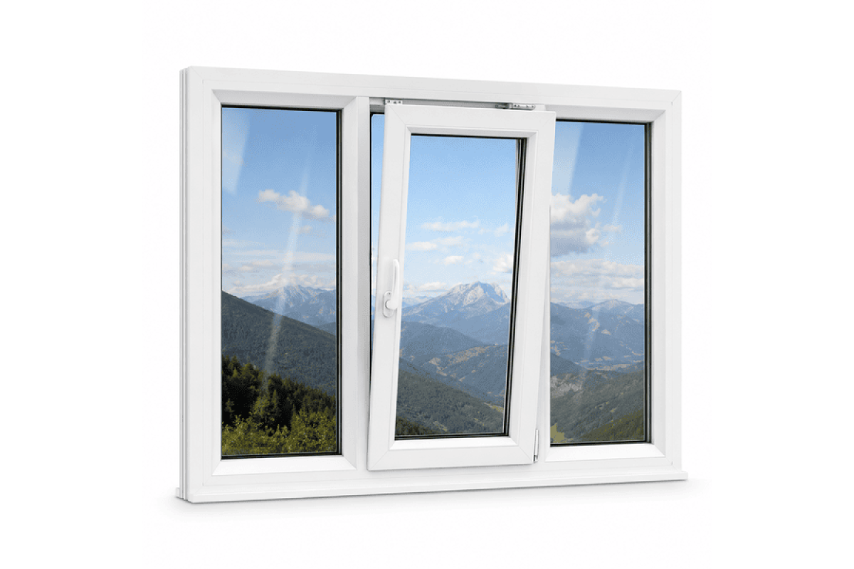 Металопластикове вікно ламіноване VEKA Softline 76 3х-стулкове з поворотно-відкидною стулкою 2100 × 1000 мм