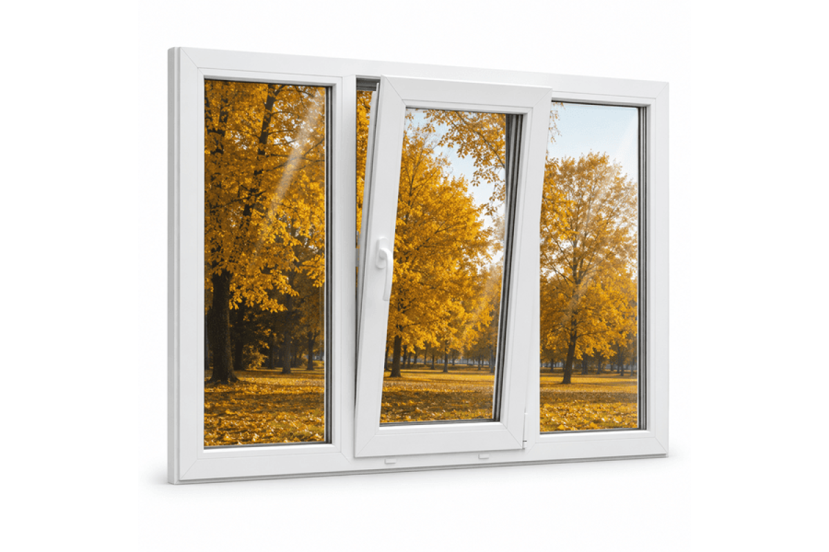 Металопластикове вікно ламіноване VEKA Softline 76 3х-стулкове з поворотно-відкидною стулкою 1900 × 1100 мм
