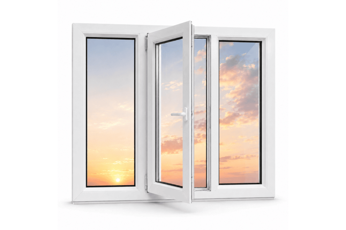 Металлопластиковое окно ламинированное VEKA Softline 76 3х-створчатое с поворотно-откидной створкой 1900 × 1400 мм
