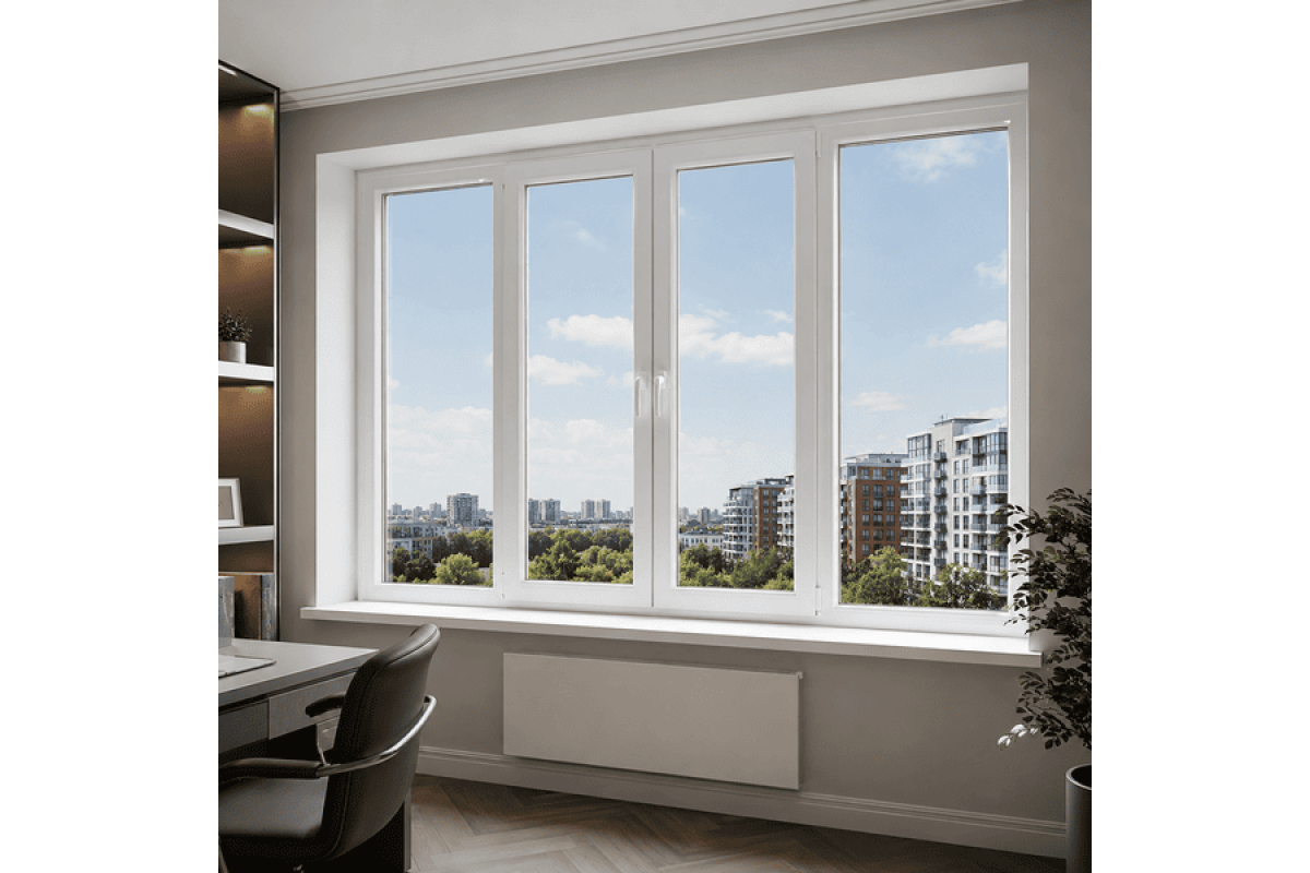 Металопластикове вікно Steko IDEAL 4000 4х-стулкове з двома поворотно-відкидними стулками 2600 x 1100 мм