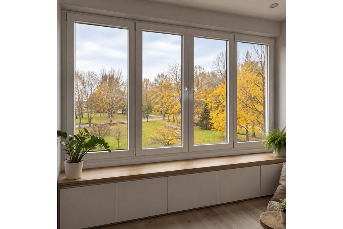 Металопластикове вікно VEKA Softline 76 4х-стулкове з двома поворотно-відкидними стулками 2600 × 1000 мм