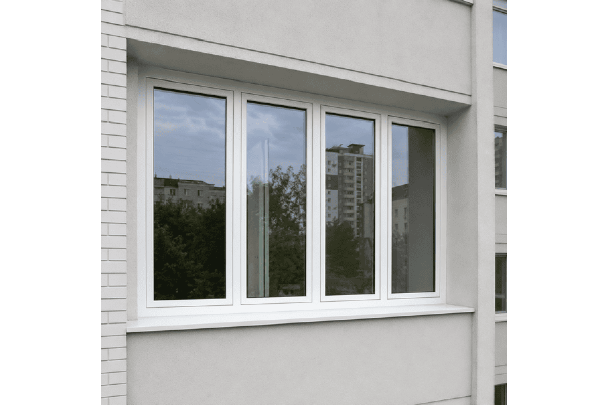 Металопластикове вікно VEKA Softline 82 чотиристулкове з двома поворотно-відкидними стулками 2400 x 800 мм