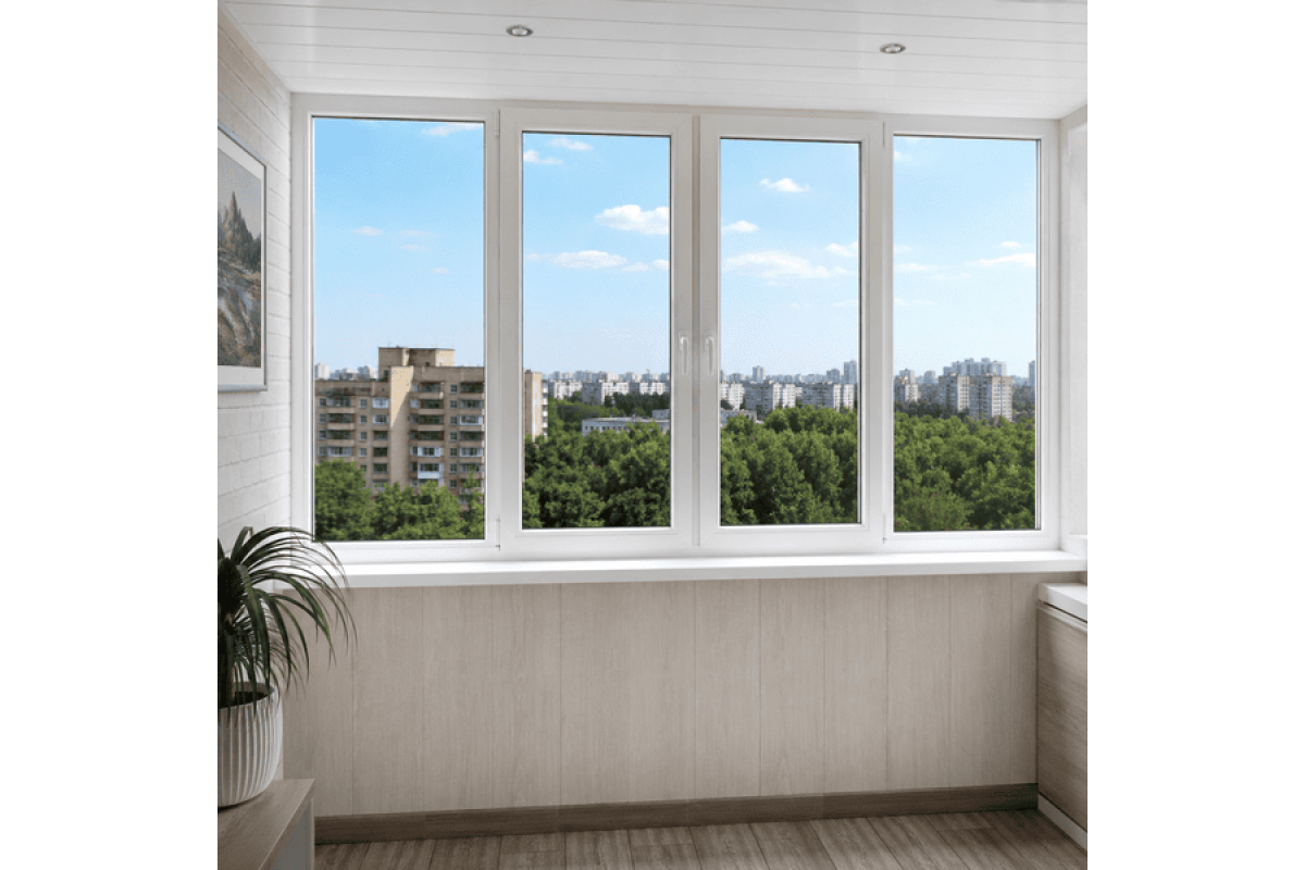 Металопластикове вікно VEKA Softline 76 4х-стулкове з двома поворотно-відкидними стулками 2700 × 1300 мм