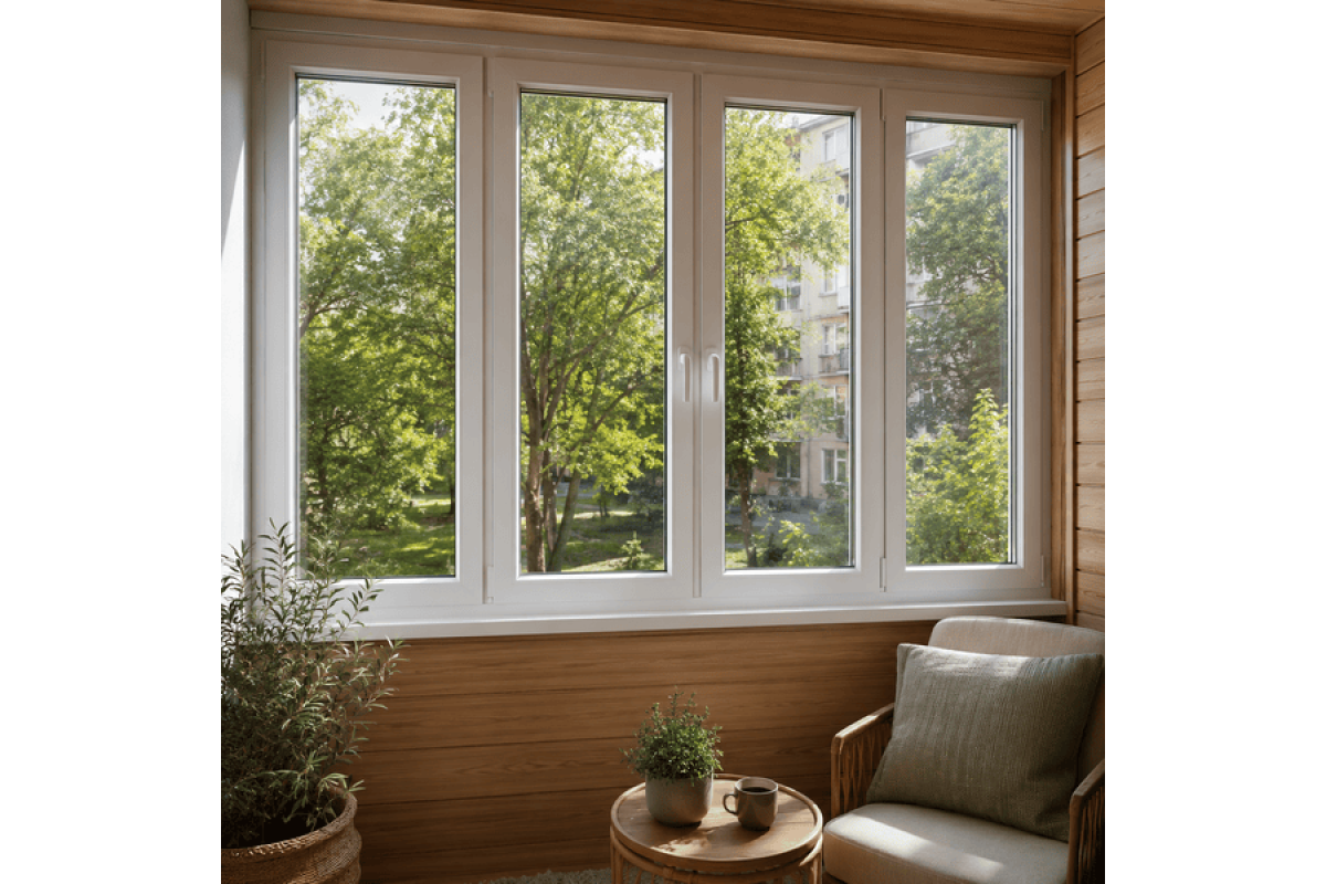 Металопластикове вікно VEKA Softline 76 4х-стулкове з двома поворотно-відкидними стулками 2700 × 1400 мм