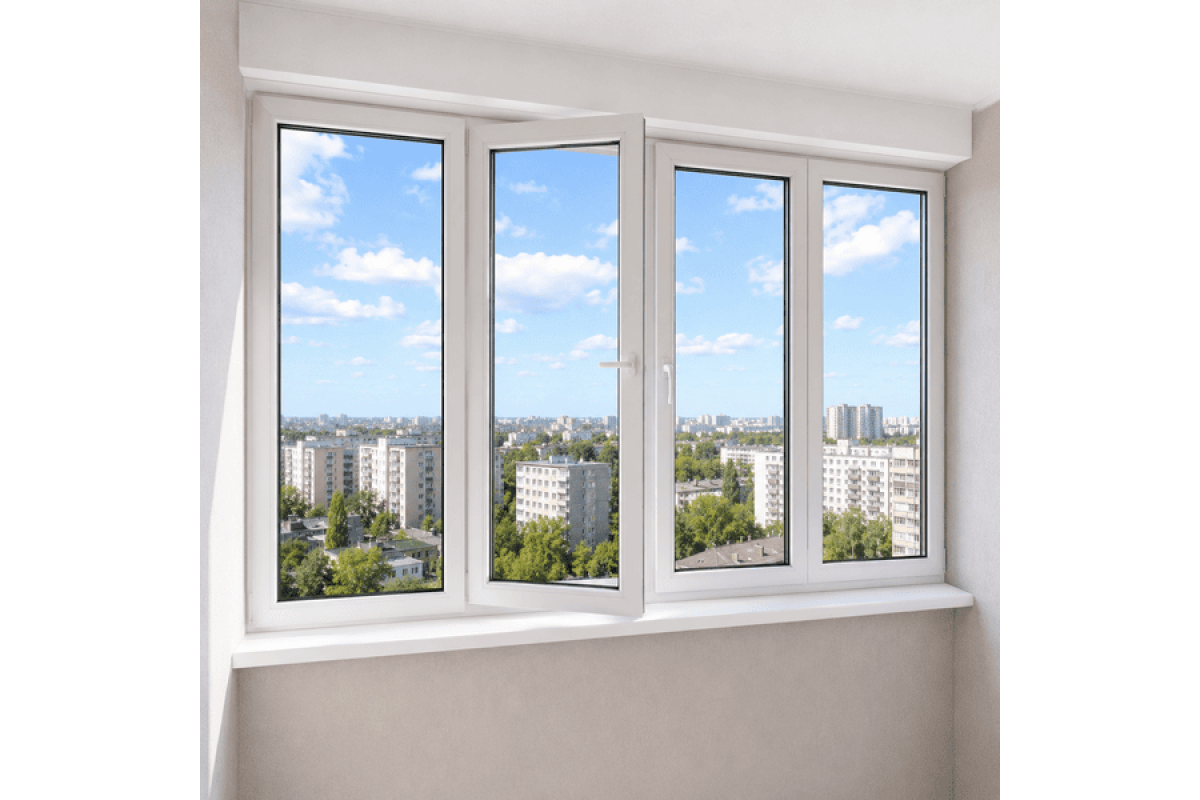 Металлопластиковое окно WDS 5S 4-створчатое с поворотно-откидными створками 2500 × 1000 мм