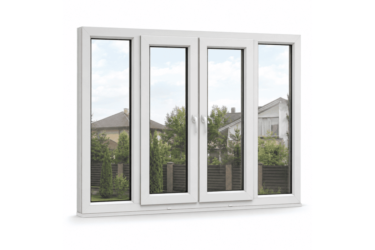 Металопластикове вікно VEKA Softline 76 4х-стулкове з двома поворотно-відкидними стулками 2500 × 1000 мм