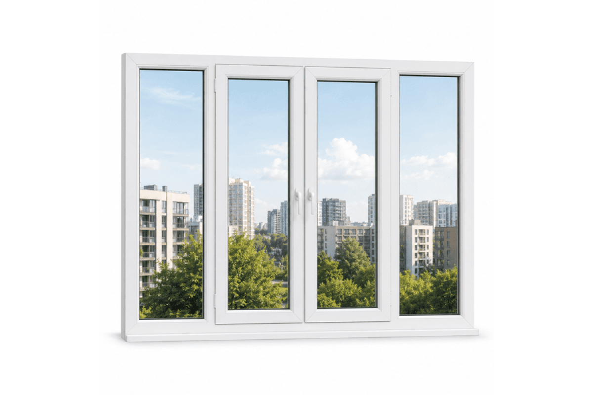Металопластикове вікно VEKA Softline 76 4х-стулкове з двома поворотно-відкидними стулками 2500 × 1300 мм