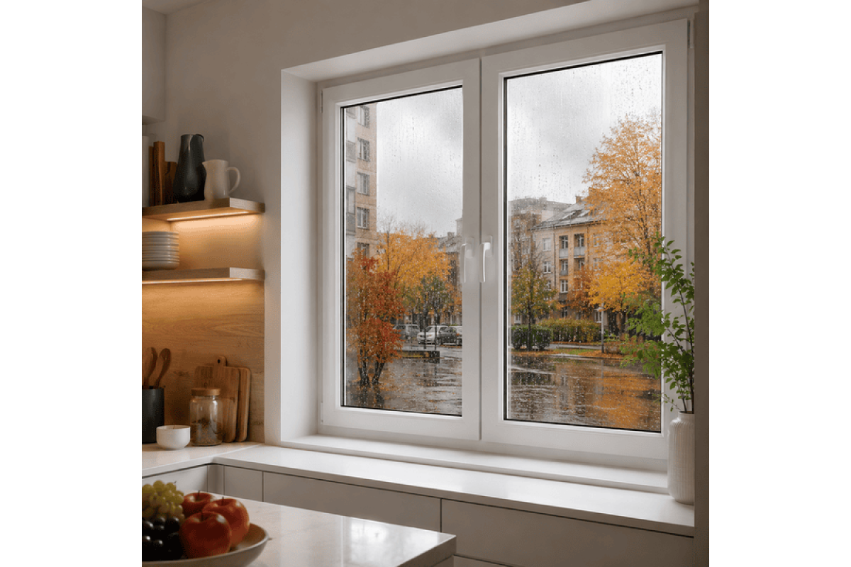 Металлопластиковое окно VEKA Softline 82 двустворчатое с поворотно-откидной створкой 1000 x 900 мм