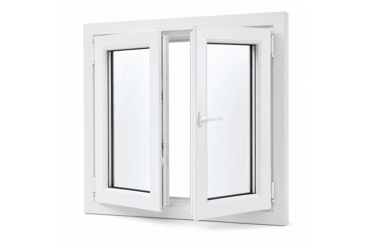 Металлопластиковые окна REHAU EURO 60 двустворчатое с поворотно-откидной створкой 1200 x 1200 мм