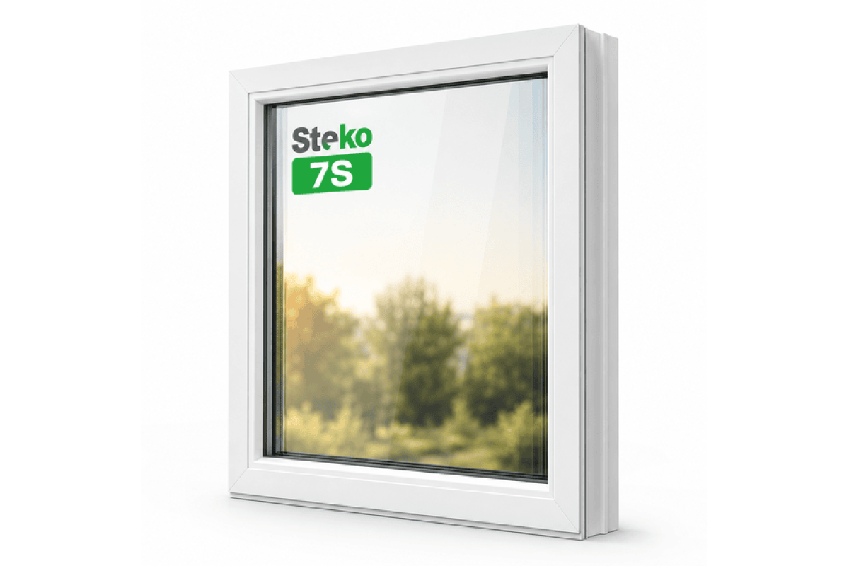 Металопластикове вікно Steko 7S одностулкове глухе 1500 x 900 мм