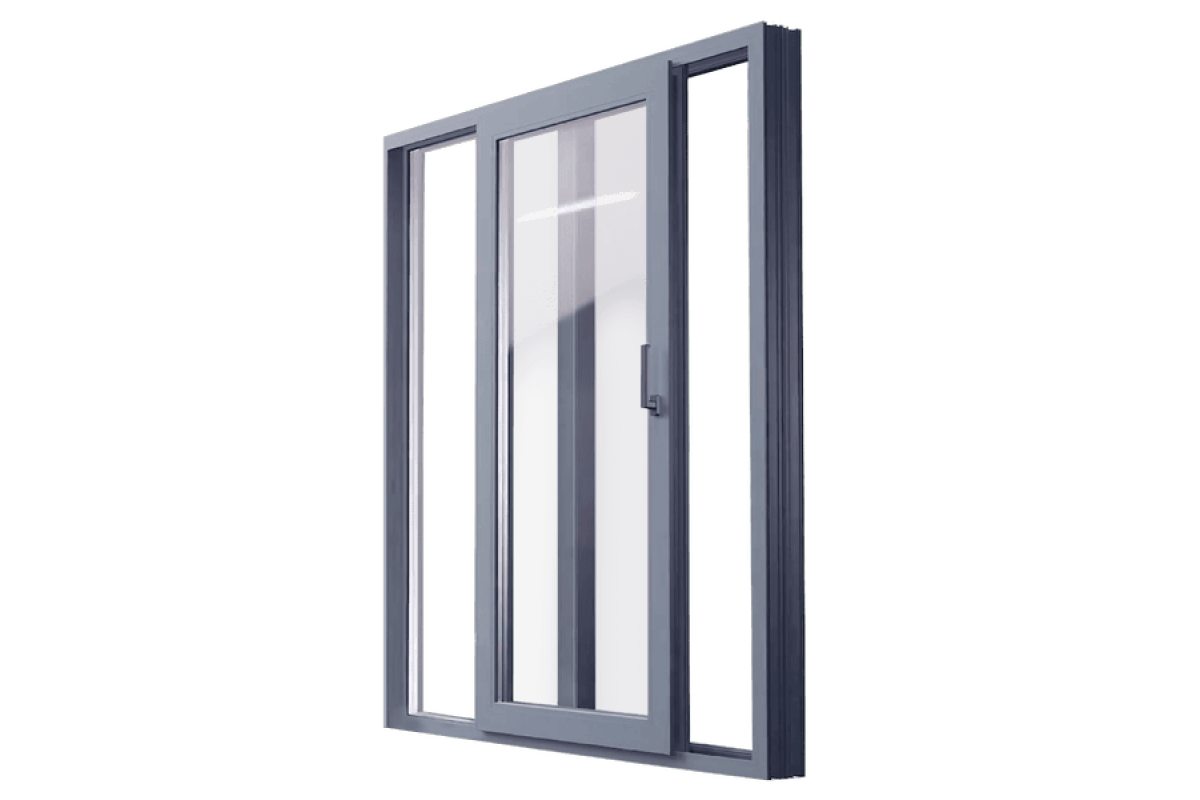 Раздвижное металлопластиковое окно WDS SL 60 1400 x 1300 мм двусторонняя ламинация антрацит