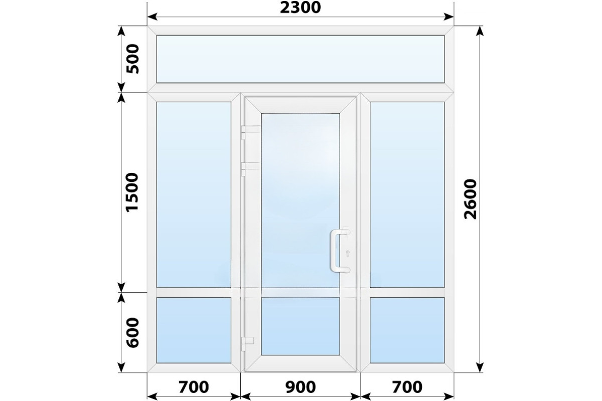 Тёплая пластиковая входная группа 2300x2600 мм