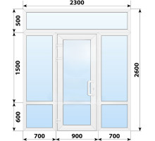 Тёплая пластиковая входная группа 2300x2600 мм