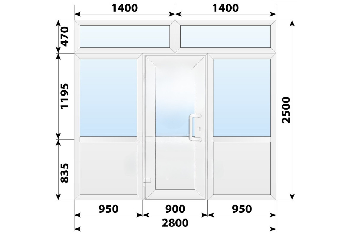 Тёплая пластиковая входная группа 2800x2500 мм