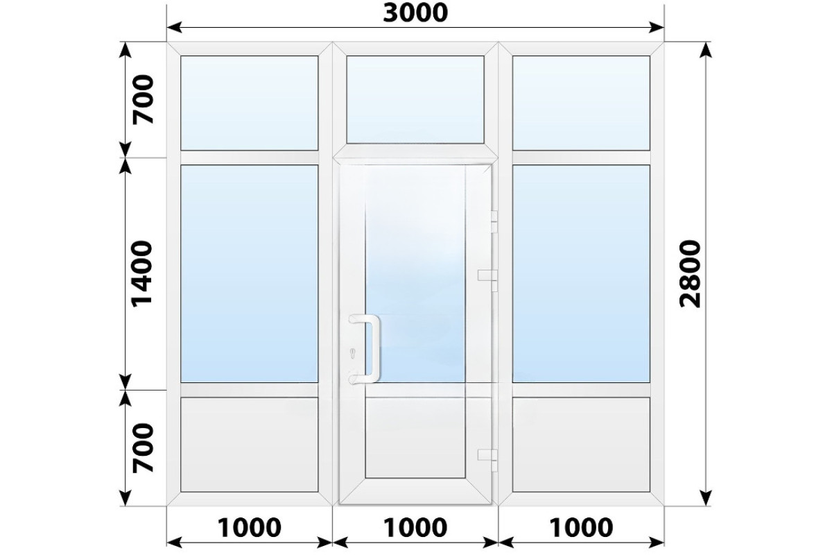 Тёплая пластиковая входная группа 3000x2800 мм