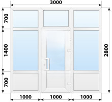 Тёплая пластиковая входная группа 3000x2800 мм