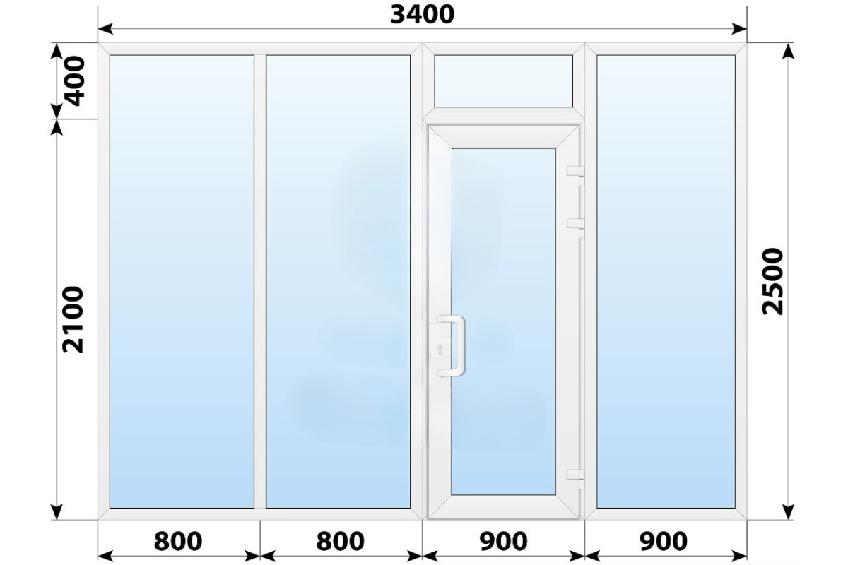 Тёплая пластиковая входная группа 3400x2500 мм