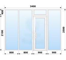 Тёплая пластиковая входная группа 3400x2500 мм