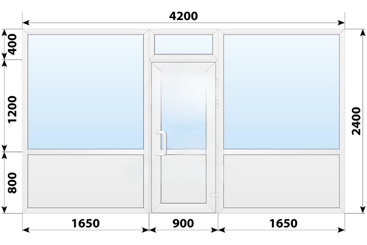 Тёплая пластиковая входная группа 4200x2400 мм
