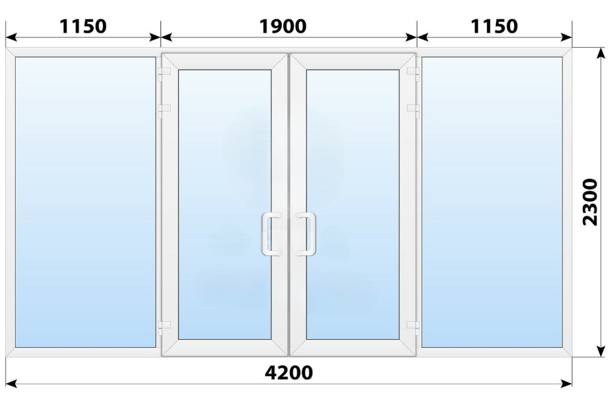 Тёплая пластиковая входная группа 4200x2300 мм