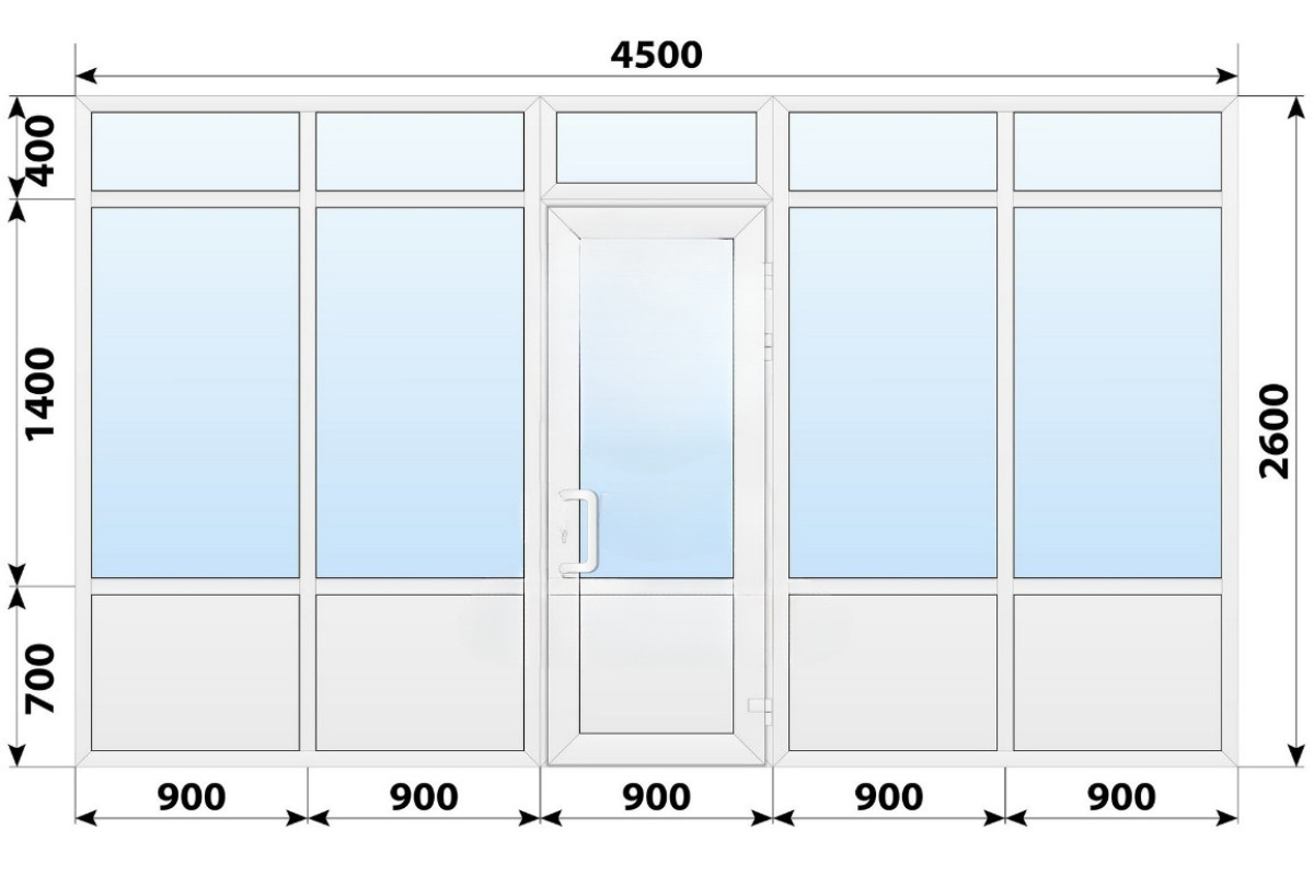 Тёплая пластиковая входная группа 4500x2600 мм