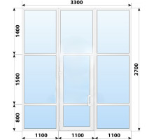 Тёплая пластиковая входная группа 3300x3700 мм