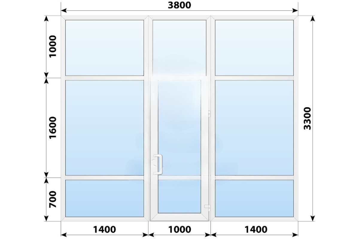 Тёплая пластиковая входная группа 3800x3300 мм