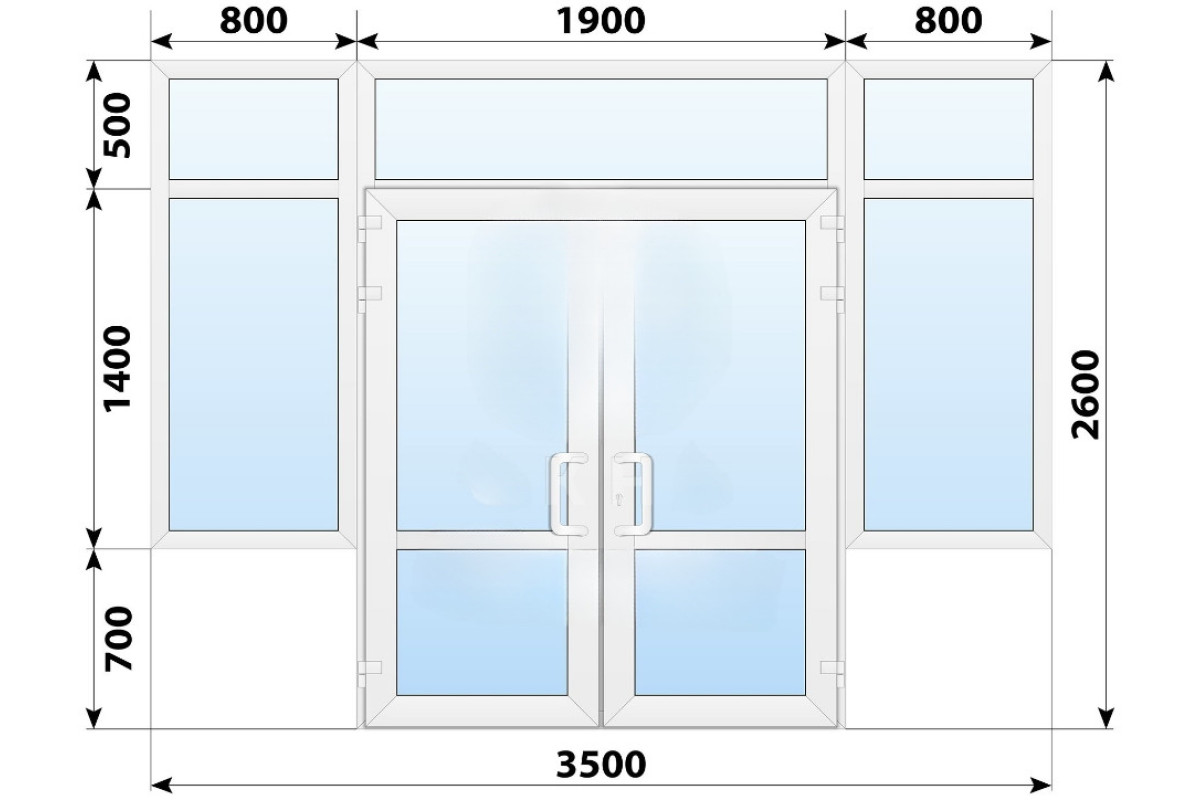 Тёплая пластиковая входная группа 3500x2600 мм