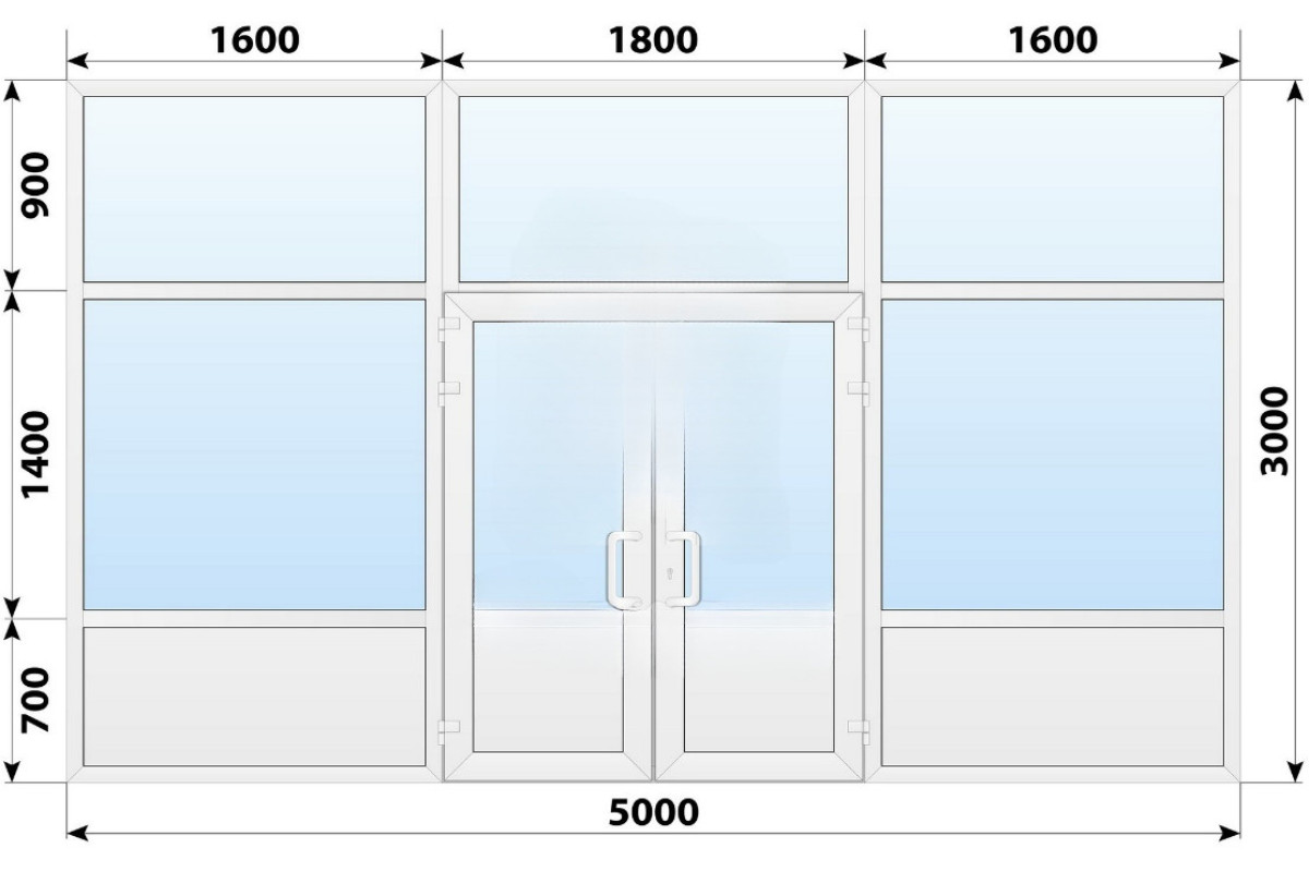 Тёплая пластиковая входная группа 5000x3000 мм