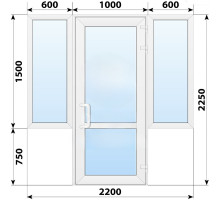 Тёплая пластиковая входная группа 2200x2250 мм
