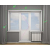 Балконний блок VEKA Softline з двома вікнами і поворотно-відкидними дверима 2100 x 2200 мм