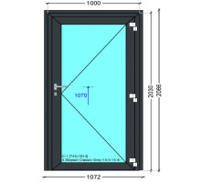 Двері зовнішнього відкривання з алюмінієвого профілю ALULIGHT W76 1000 x 2030 мм