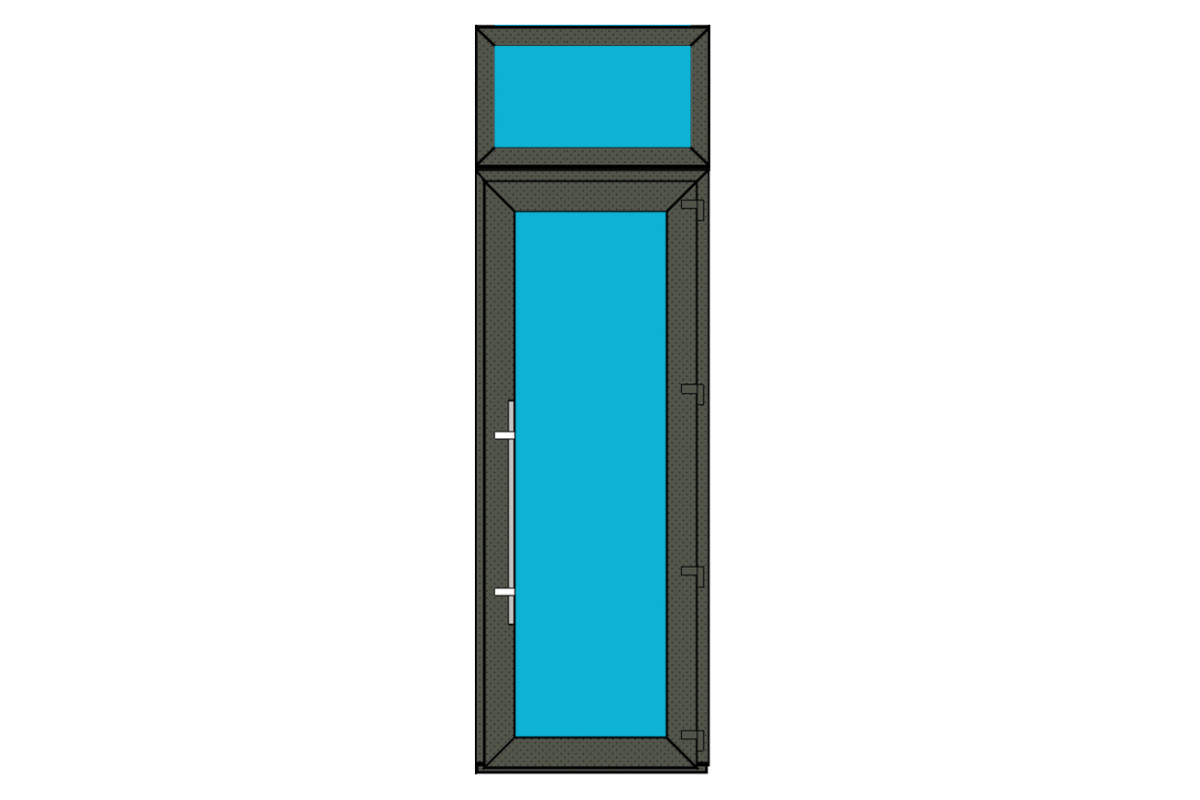 Алюминиевые двери ALUMIL S77 SD77 поворотные с фрамугой 1100 x 2300 мм