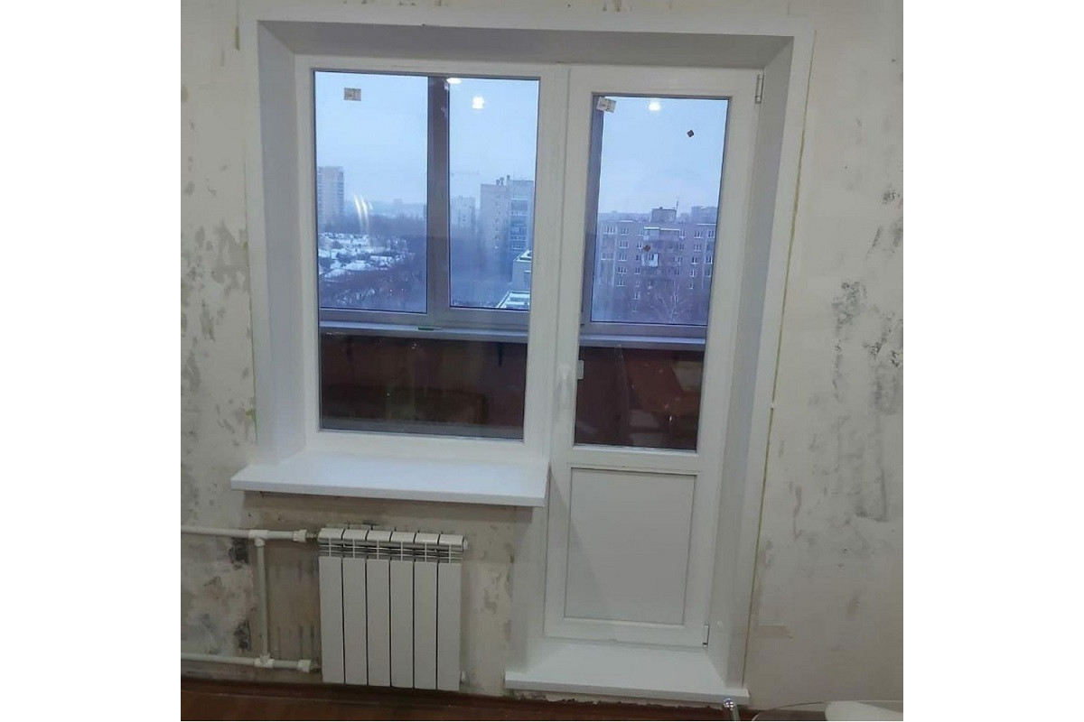 Балконний блок Aluplast Ideal 2000 з глухим вікном і поворотно-відкидними дверима 1700 x 2100 мм