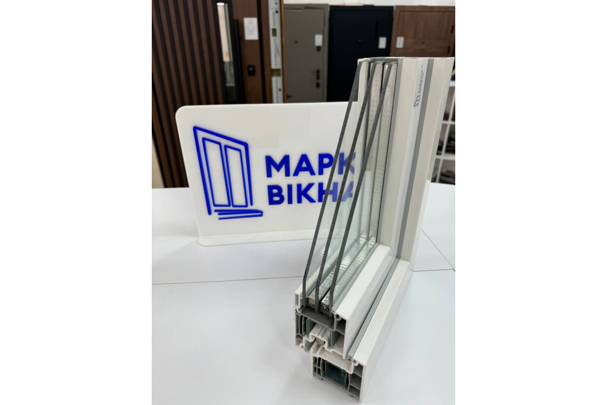 Балконный блок Aluplast Ideal 2000 с двухстворчатым окном и поворотно-откидной створкой 2300 x 2000 мм