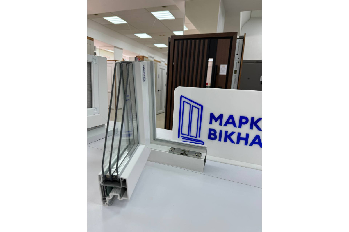 Балконный блок Aluplast Ideal 2000 с двухстворчатым окном и поворотно-откидной створкой 2300 x 2000 мм