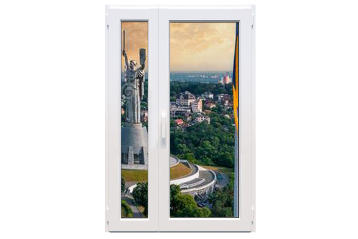 Металлопластиковые двери Aluplast Ideal 4000 полуторные с поворотно-откидной створкой 1100 x 2000 мм