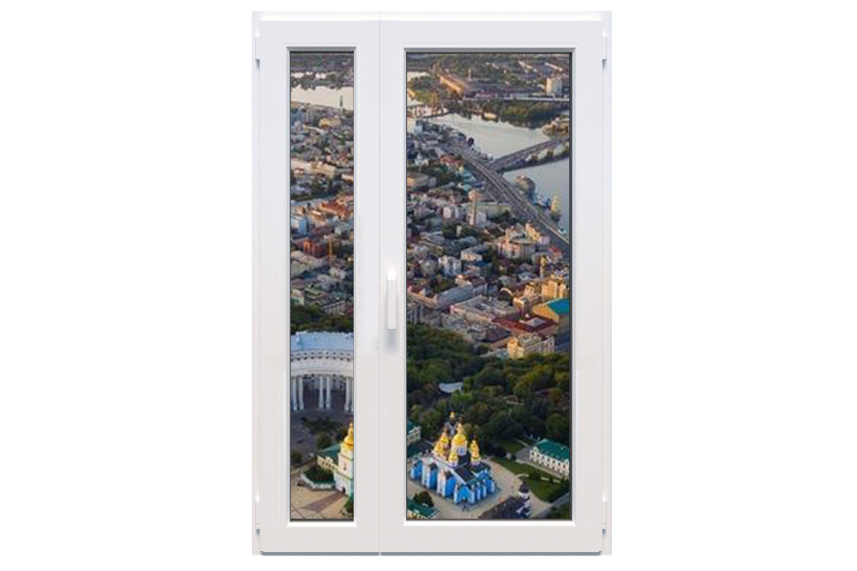 Металлопластиковые двери Aluplast Ideal 7000 MD полуторные с поворотно-откидной створкой 1100 x 2000 мм