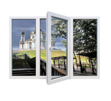 Металопластикове вікно Decco V60 трьохстулкове з поворотно-відкидною стулкою 2100 x 800 мм