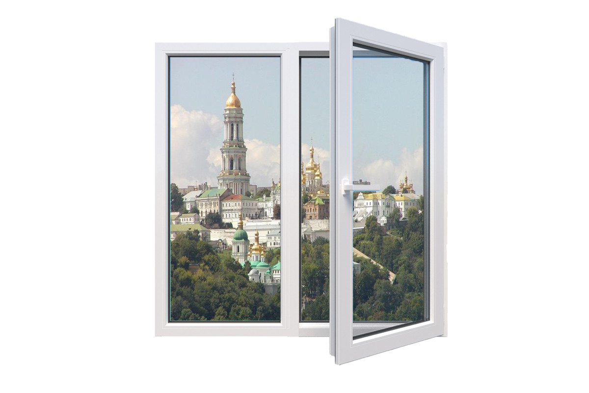 Металопластикове вікно Decco V70 двостулкове з поворотно-відкидною стулкою 1400 x 1200 мм