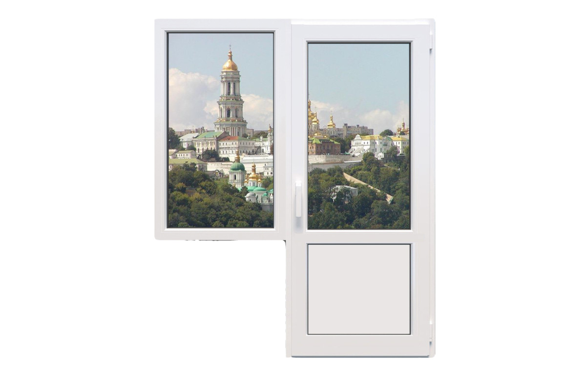 Балконный блок Decco V70 с глухим окном и поворотно-откидной дверью 1500 x 2100 мм
