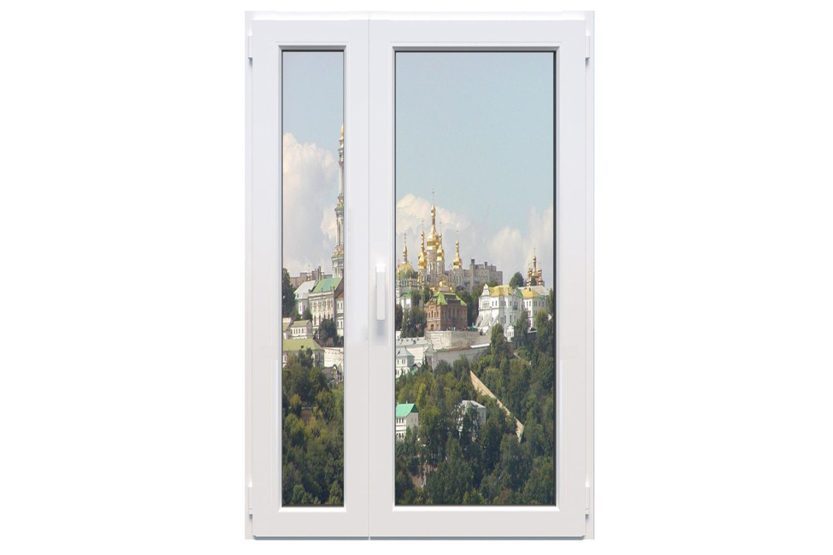 Металлопластиковые двери Decco V70 полуторные с поворотно-откидной створкой 1100 x 2000 мм