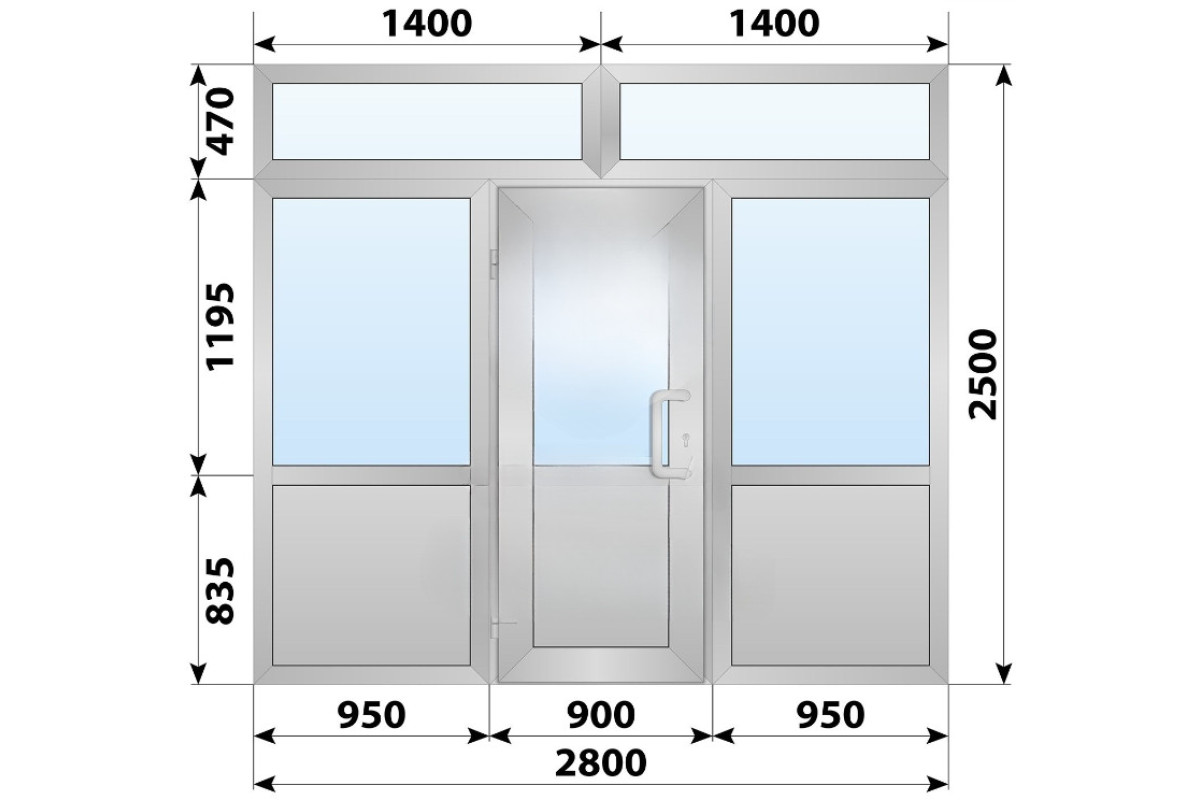 Холодная алюминиевая входная группа 2800x2500 мм