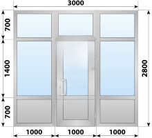 Холодная алюминиевая входная группа 3000x2800 мм